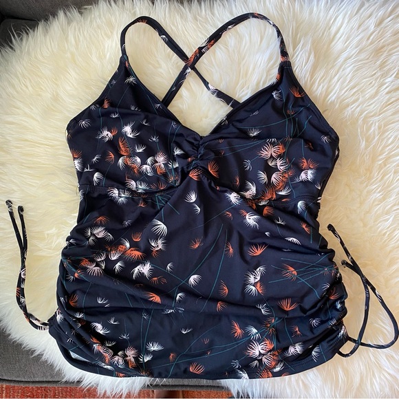 Swim Tank Floral Print Ruched - Picture 1 of 5